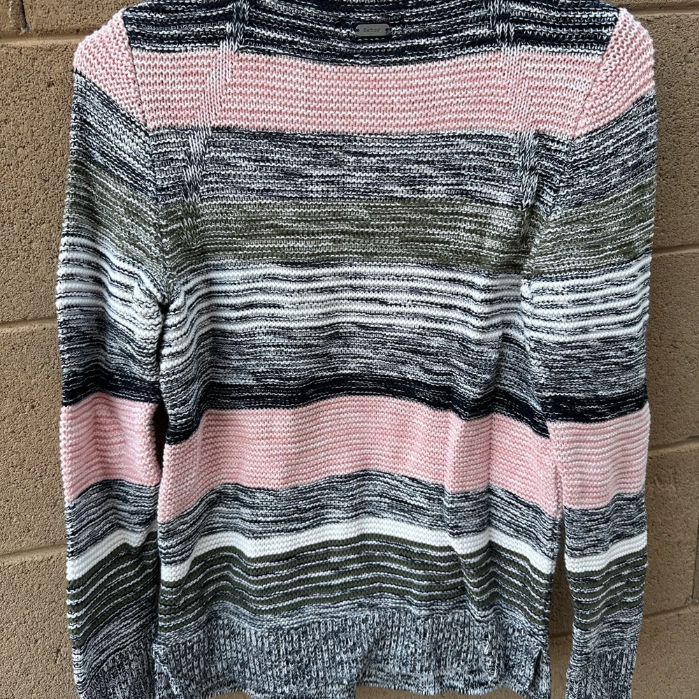 Barbour Women's Striped Pink, Gray, and Green Sweater - Picture 2 of 4